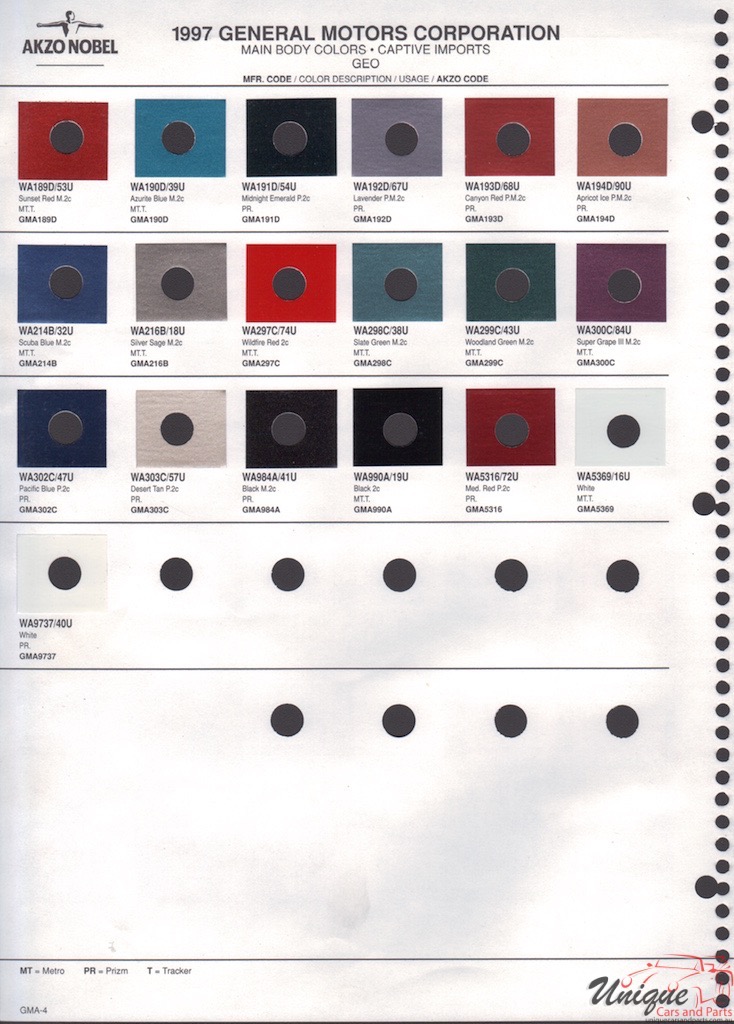 1997 GM Import Paint Charts Akzo 4
